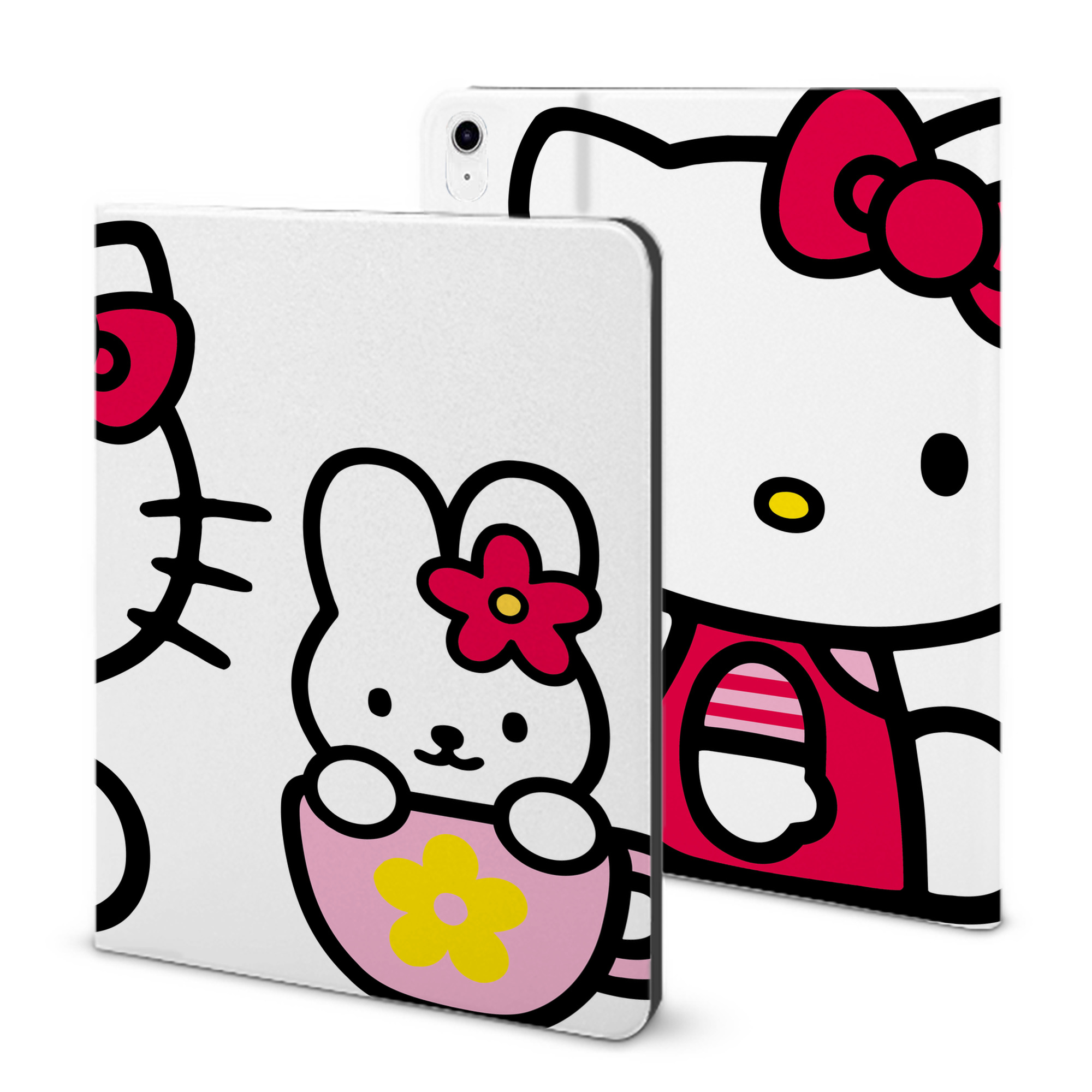 （画像用） Hello Kitty ハローキティ IPad ケース ブック型 PUレザー TPU 耐衝撃 軽量 薄型 ペン収納なし 全面保護 IPad 各モデル対応